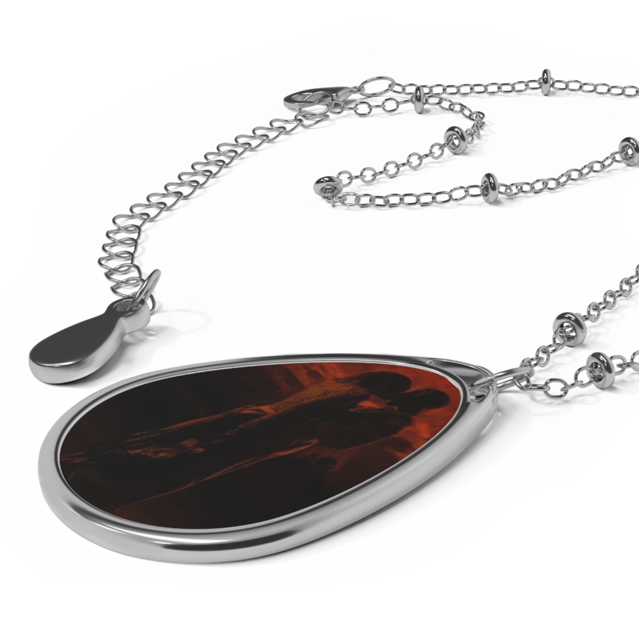 Black Love Oval Necklace Pendant