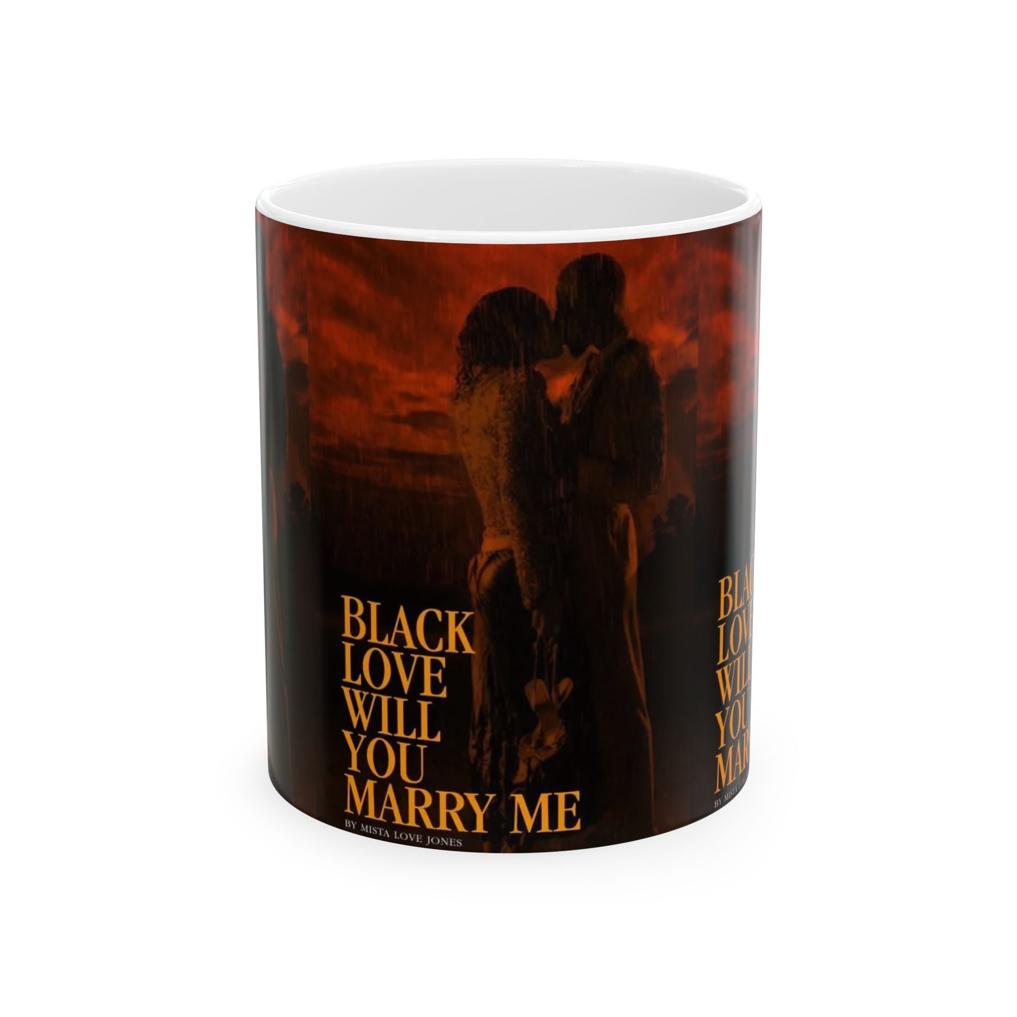 Black Love Will You Marry Me 11oz Ceramic Coffee Mug -  Romantic Engagement