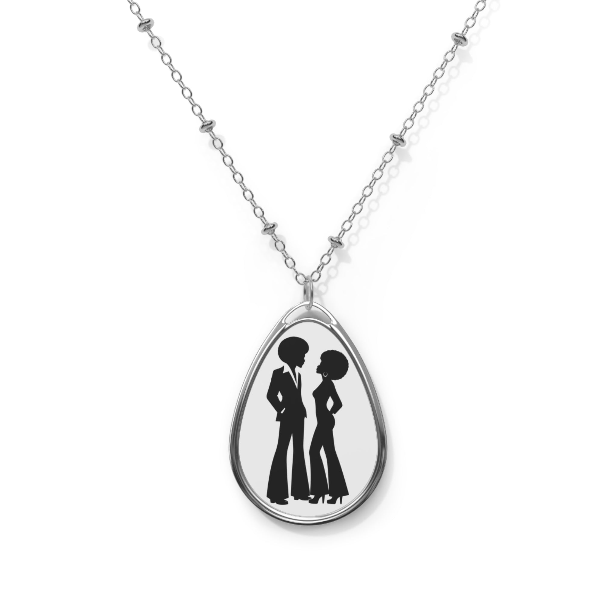 Vintage 70s Forever Love Oval Pendant Necklace