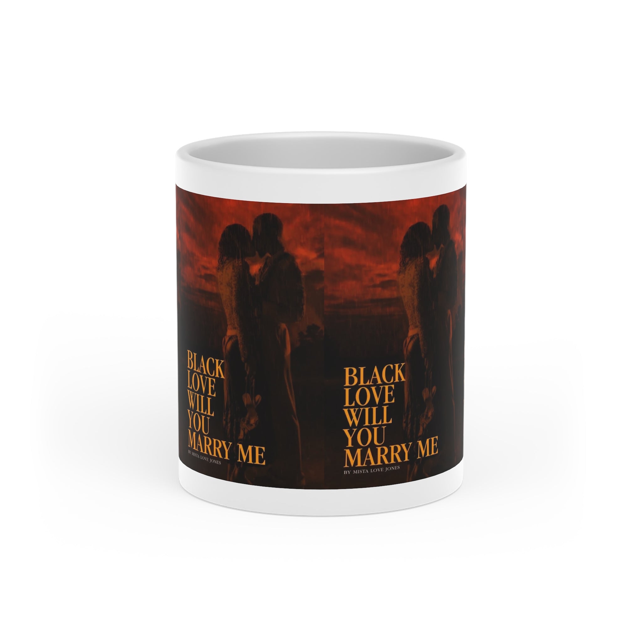 Black Love Will You Marry Me 11oz Heart Shaped Handle Mug