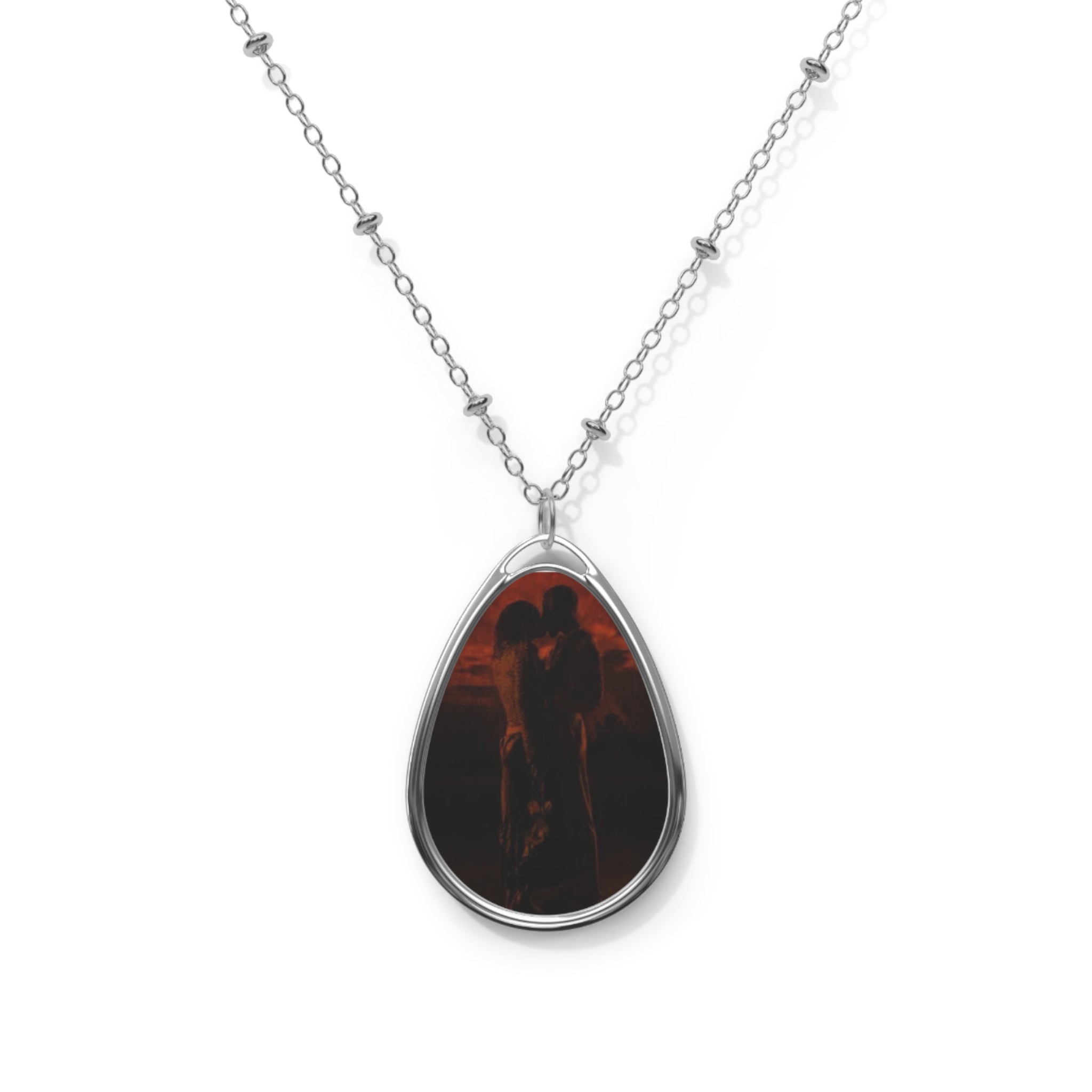 Black Love Oval Necklace Pendant